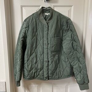 Silence + Noise Olive Bomber Jacket